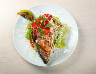 Grilled salmon steak