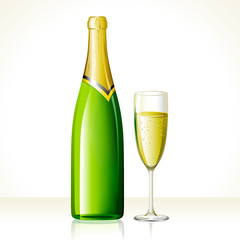 Champagne Glass and Bottle