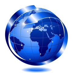 Mondo Globo Blu con Freccia-Blue Globe World with Arrow-Vector