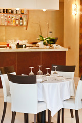 Tables set for meal