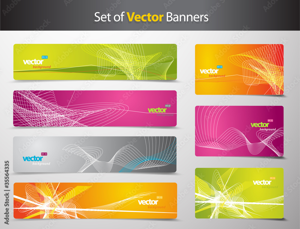 Wall mural set of abstract colorful web headers and gift cards.