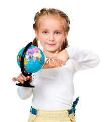 girl with globe