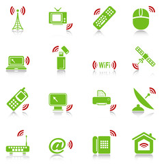 Wireless devices icons - green-red series