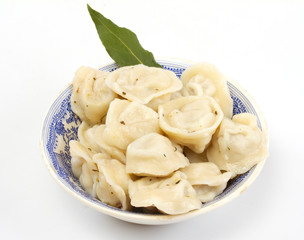 Meat Dumplings - russian pelmeni - with laurel