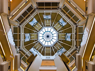 Stained glass skylight on the roof of the Building