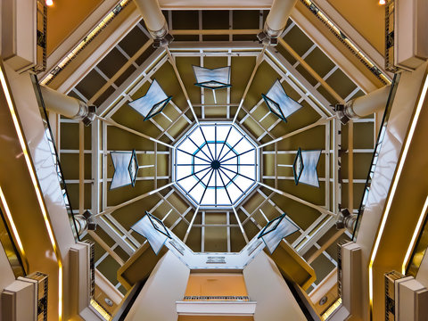 Stained glass skylight on the roof of the Building