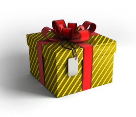 Gift box with red ribbon