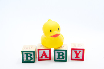 Baby Blocks and Duck over white