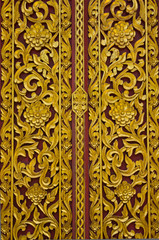 close up Thai carved doors