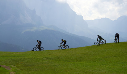 Mountainbiker in den Alpen
