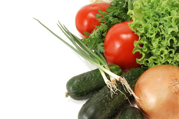 vegetables on a white background