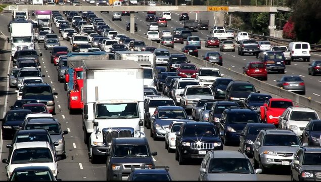 Traffic jam on Los Angeles Freeway