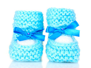blue baby booties blue isolated on white