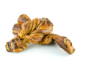 Bread chocolate sweet isolated on white background.