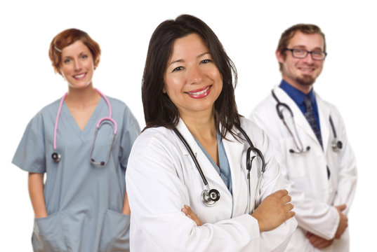 Group of Doctors or Nurses on a White Background