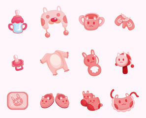 Obraz premium cartoon baby good icon set