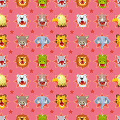 Fototapeta premium cartoon angry animal face seamless pattern