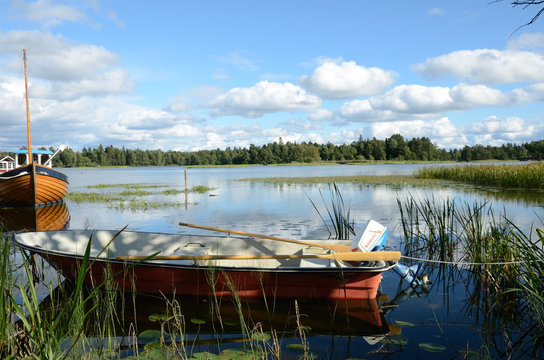 Moreed boat near Trollhättan (Sweden)