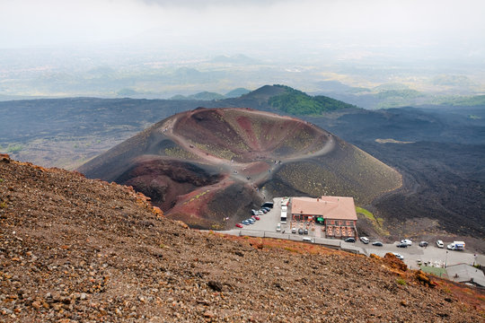 tourist station Rifugio Sapienza on Etna