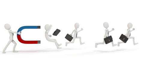 3d man with horseshoe magnet