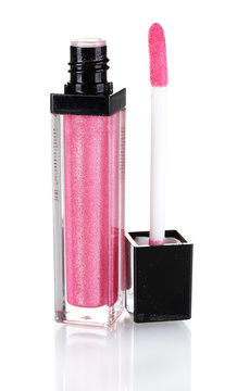 Pretty Pink Lip Gloss Isolated On White