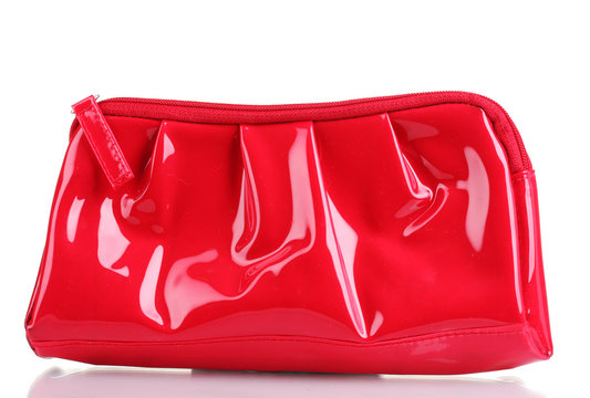 Beautiful Red Makeup Bag Isolated On White