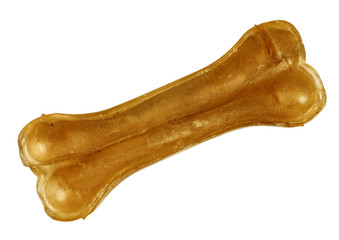 Bone shape dog chew isolated over white background
