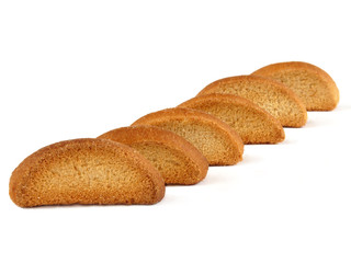 Delicious vanilla rusks isolated on a white background