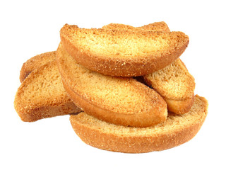 Delicious vanilla rusks isolated on a white background