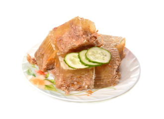 Jellied meat on a plate