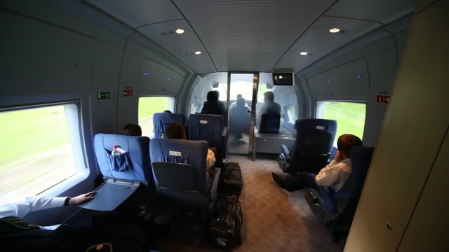 View train cab of operator during movement by rail