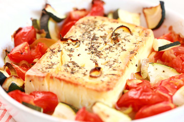 Baked Feta cheese with vegetables