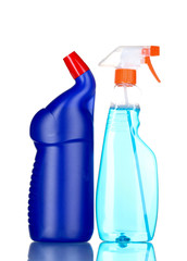 detergent bottles isolated on white