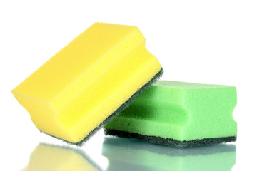 bright sponges isolated on white