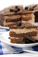 Homemade chocolate cake close-up