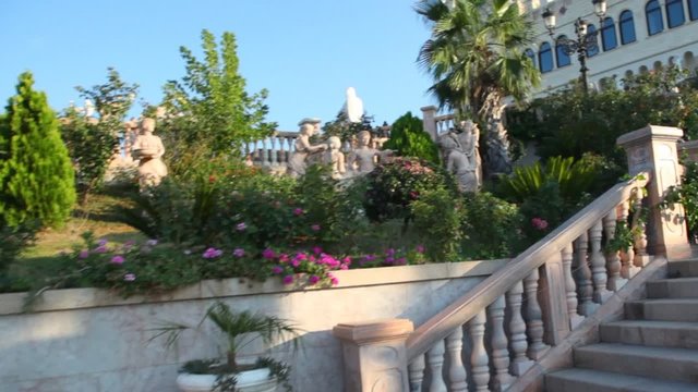 Castle is situated on hill near coast