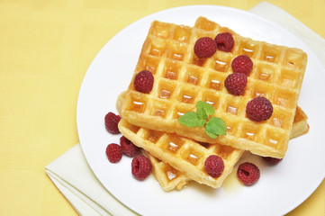 Waffles with honey