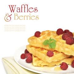 Waffles and raspberry