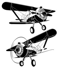 Vector retro biplane