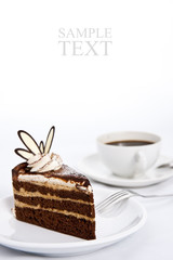 Three Layers Chocolate Cake with espresso Coffee