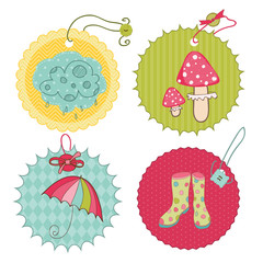 Autumn Cute Tags - for scrapbook, design, invitation, greetings