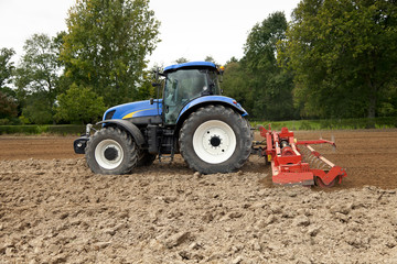 Tractor With Power Harrow Side View