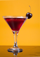 cocktail  with cherry closeup