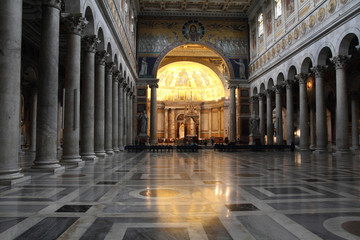 Rome, Italy - basilica of Saint Paul Outside the Walls - obrazy, fototapety, plakaty