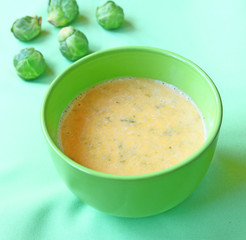 Soup-puree from the Brussels cabbage and pumpkin