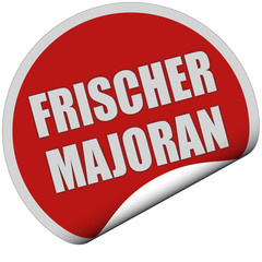 Sticker rot rund curl oben FRISCHER MAJORAN