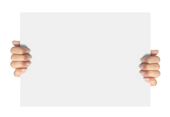 Advertising. hand hold on a paper