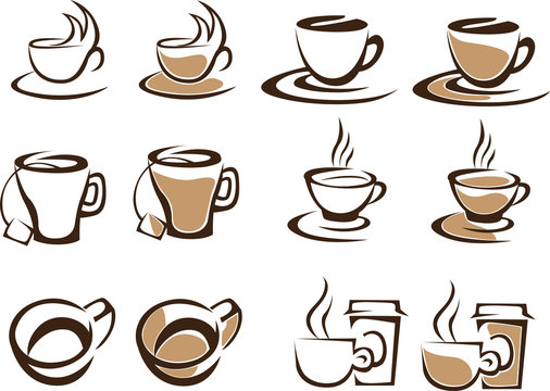 vector collection of tea and coffee