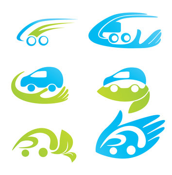 vector collection of safely  and ecological cars symbols