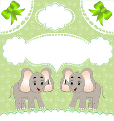 nursery card of the announcement with elephant